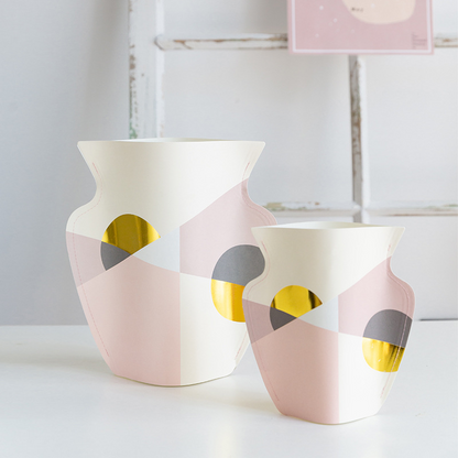 Mediterranean Waterproof Paper Vase with Gold Embossing