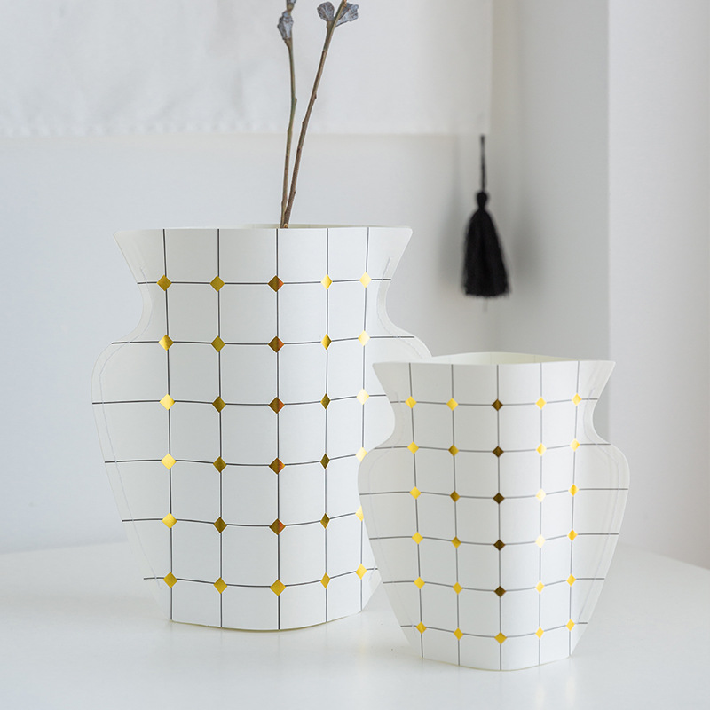 Mediterranean Waterproof Paper Vase with Gold Embossing